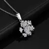 Hip-Hop Europeu e Americano Cruzamento Urso Floco de Neve Pingente Outono e Inverno Joias de Natal Cheio de Diamantes Colar Feminino Zircônia Acessórios Personalização