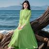 Vestido Estilo Retro 05 Nuevo Estilo Primavera y Verano Vacaciones en la Costa Cintura Elegante Falda Larga Falda de Gran Vuelo Elegante