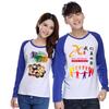 Playera de fiesta estudiantil de manga larga raglán con cuello redondo, uniforme de clase estudiantil personalizado, ropa de trabajo personalizada, camisa cultural con estampado
