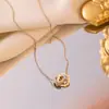 Acero de Titanio Sin Desvanecimiento Lucky Moda Romana Doble Anillo Collar Pulsera Sencilla para Mujer Cadena Versátil Dorada para Clavícula Joyería