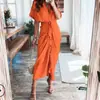 Moda Europea y Americana para Mujer Verano 2026 Transfronterizo Nuevo Estilo Elegante Ajustado Vestido con Solapa Botones de Corbata