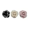 Broche de Flor de Camelia con Borde de Perlas de Material de Lana Gruesa Moda Exquisito Pasador Francés Ramillete