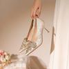 Zapatos de Tacón Alto de Nicho de Alta Gama para Mujer Primavera y Verano 2025 Nueva Moda Versátil para Exterior Nupcial Dos Usos Zapatos de Boda para Mujer