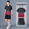 Conjunto esportivo masculino, camiseta de manga curta para corrida de secagem rápida, camiseta, roupa de basquete, roupas de ginástica para badminton, shorts de treino, verão