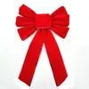 Adornos para Árbol de Navidad en Stock, Lazos, Decoraciones para Fiestas Navideñas, Cinta Plisada Ultrasónica, Lazos de Terciopelo con Borde Rojo