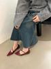 Zapatos Rojos Elegantes Sentido del Diseño Nicho 2023 Primavera y Otoño Nuevo Suave Punta Tacón Bajo Mary Jane Zapatos de Mujer