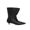Botas de mujer de tacón medio estilo vintage old money, punta fina, nuevas, hasta la mitad de la pantorrilla, con cordones, sueltas, cortas, botas de comercio exterior de talla grande transfronterizas