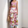 Colección Otoño 2026: Conjunto Retro de Dos Piezas para Dropshipping Transfronterizo Europeo y Americano, Elegante Conjunto de Vestido Largo sin Mangas Estampado