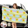 Toalla de playa magnética transfronteriza, toalla de baño de secado rápido, funda de cojín para asiento de coche de doble uso, diseño con patrón de ola degradada para playa y uso en exteriores