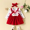 Conjunto de Vestido com Estampa de Raposa Cartoon Amor, Manga Longa, Alça de Segurança e Laço para Bebês e Crianças Pequenas - Outono e Inverno 2023