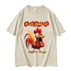 Camiseta Divertida Galo Caw Caw Engraçado Camiseta Unissex Retro de Algodão Puro de Alta Qualidade Camiseta Casual de Verão Oversized