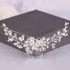 Acessório de cabeça floral de noiva transfronteiriço, tiara de folha de pérola tecida à mão, acessório de cabelo para vestido de noiva, acessório de véu para a parte de trás da cabeça