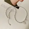 Estilo Coreano Prata de Lei S925 Nó de Bambu Feito à Mão Pulseira Colar de Pérola em Formato de Coração Estilo Coreano Estilo Ins Joias