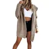 Comercio exterior Amazon europeo y americano nuevo color liso casual otoño e invierno holgado con capucha de punto 2023 suéter abrigo de longitud media