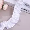 Ribete de encaje satinado blanco de doble capa de 5,5 cm de ancho con borde festoneado, adecuado para cortinas, cojines, ropa, ropa de muñecas y decoraciones de bricolaje