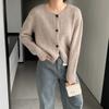 Ropa de Otoño para Mujer Jiazi Suéter Grueso Peludo Botón Manga Larga Cuello Redondo Top Corto Chaqueta Cárdigan B3119