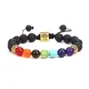 Pulsera Rectangular de Aleación Árbol de la Vida Transfronteriza Joyería de Piedra Ojo de Tigre Pulsera Trenzada de Moda de Siete Colores Europea y Americana