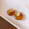 Pendientes de Frijol Gota de Aceite Chapados en Oro Real de Lujo Ligero Estilo Francés para el Trabajo, Pendientes Versátiles Casuales, Pendientes Simples y Únicos para Mujer