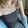 Nuevo Estilo Dulce y Cool Camisola de Cintura Plisada de Alta Calidad Almohadilla de Pecho de Látex Adelgazante Antideslizante Ropa Interior Base Ligera para Mujer