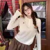Suéter de Punto para Mujer con Cuello Solapa, Bordado Trenzado, Suéter de Alta Gama para Principios de Otoño, Prenda Base