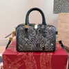 Bolso de mano vintage TB Boston, bolso cruzado tipo barril vintage estampado, bolso de hombro de moda estampado para mujer