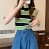 Top sin mangas moderno y único para mujer, Nuevo Chaleco de Punto Rayado Color Block Estilo Coreano Verano 2026 para Estudiantes