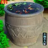 Tanque Circular Retro de Peces Dorados para Patio Tanque de Loto Tanque de Peces Calibre Grande Antiguo Tanque de Agua con Cascada Criadero de Peces Paisaje Cerámico