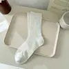 Calcetines de algodón peinado para mujer, cómodos, transpirables, combinan con todo, para primavera y verano, finos, color liso, boca ancha, rombos, hasta la pantorrilla, sin costuras, calcetines para mujer al por mayor