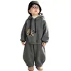 Conjunto de Felpa Forrado para Niños Otoño Invierno 2025 Nuevo Niños Bebé Sudadera Conjunto de Dos Piezas Niños Ropa Deportiva Engrosada