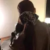 Lenço Quadrado com Estampa de Leopardo para Outono e Inverno, Faixa de Cabelo Quadrada, Corda de Cabelo Quadrada Estilo Coreano para Rabo de Cavalo Baixo, Elástico de Cabelo, Faixa de Cabeça