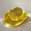 Sombrero Vaquero Jazz con Lentejuelas Europeo y Americano para Hombres y Mujeres Actividades al Aire Libre Festival de Actuación Sombrero Sombrero Luminoso LED Venta al por Mayor de Exportación