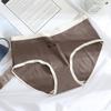 Calzones nuevos para niña japonesa color crema de algodón puro de talle medio, algodón puro transpirable de color sólido, alta elasticidad, calzones para mujer