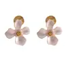 Brincos de Tarraxa Florais Vintage Estilo Francês para Mulheres, Presilhas de Orelha Tipo Disco de Repelente de Mosquitos, Design de Nicho de Luxo Leve, Brincos de Temperamento de Alta Qualidade