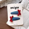 Tecido jeans xadrez vermelho estrela BB clip infantil doce retrô franja de meninas clipe de cabelo