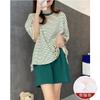 Pijamas transfronterizos para mujer de verano, pantalones cortos de manga corta, bordado de perro Yugui, lazo, niña linda, holgado, traje para estar en casa