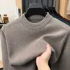 Suéter de tricô slim fit com ombros retos estilo retrô americano para homens e mulheres, outono e inverno, estilo high-end old money, 540 gramas, pesado e espesso