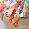 Lenço de Algodão e Linho Fino Estilo Étnico Versátil Colorido Estampado de Folhas para Primavera e Verão Xale Longo de Viagem Feminino Uso Duplo