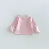 Ropa interior térmica para niñas con forro polar, colección otoño/invierno 2026, lindo top para bebé con cuello de volantes, capa interior engrosada, ropa de invierno para niños, zdy6607