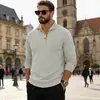 Prenda de punto de cuello alto para otoño e invierno transfronteriza, pana con detalles de cuero, sudadera de color liso, top casual a rayas para hombre estilo europeo y americano