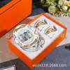 2025 Nuevo Plato de Servir de Porcelana Ósea Marca H Hotel Banquete Plato de Comida Occidental Plato para Poner la Mesa Caja de Regalo Vajilla Forma Redonda