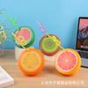 Taza de plástico desechable personalizada con diseño escénico para tienda de té de leche, bebida fría infantil, creativa, con forma de caricatura de fruta, con popote
