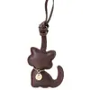 Chaveiro Criativo de Gato de Pelúcia em Couro Acessório para Bolsa de Casal Pingente de Gato da Moda Ornamento de Gato da Sorte