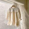 Ropa Coreana para Niños Otoño Nuevo Producto Niñas Encaje Bicolor Solapa Grande Manga Abullonada Vestido de Princesa Vestido para Bebé Niña