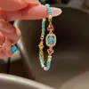 Pulsera elástica étnica de turquesa estilo Xiaohongshu, Nuevo estilo chino, Artesanía tradicional, Realza el cutis, Exquisita joyería de cuentas