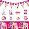 Amazon Barbie Princesa Dibujo Animado Fiesta Infantil Decorativo Plato de Papel Servilleta Mantel Mantel Desechable Vajilla de Fiesta