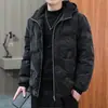 Chamarra de Plumas Gruesa Holgada con Cuello Alto Versátil para Invierno para Hombre, Abrigo con Capucha Casual de Moda Juvenil para Hombre
