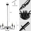Lámpara de sala de estar estilo francés, lámpara de comedor de tela vintage, lámpara de estudio simple y elegante, candelabro de dormitorio estilo campestre americano retro negro