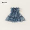 Bong Ropa Infantil Seleccionada Verano Nueva Llegada Vestido de Encaje de Manga Volante para Bebé Niña Falda de Princesa para Niñas Vestido de Malla para Niña