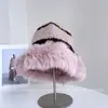 Gorro de Punto con Bloques de Color y Rayas con Borde de Felpa para Mujer Invierno Casual Versátil Gorro de Tejer Cálido de Moda