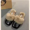 Zapatos de Felpa Baotou de Media Caña para Uso en Exteriores, Nuevo Estilo Otoño e Invierno 2026, Suela Suave, Tacto de Alta Gama, Zapatillas de Algodón Mary Jane sin Cordones